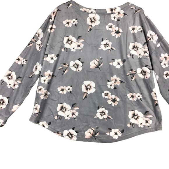 Tahari Women’s XL Floral Stretch Sleep Top – Soft Gray Lounge Shirt - Picture 11 of 14